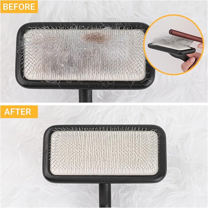 Carpet Rake Sheepskin Wool Brush and Sheepskin Brush Cleaner Comb, More Suitable for Pile Carpets/Rugs, for Carding Fur, Restore Carpets Softness and Texture (Black, 2PCS(Big+ Small)