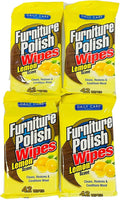 4 Pack - 42 Ct Lemon Scent Wood Furniture Polish Wipes Duster Cleaner - Dust & Shine