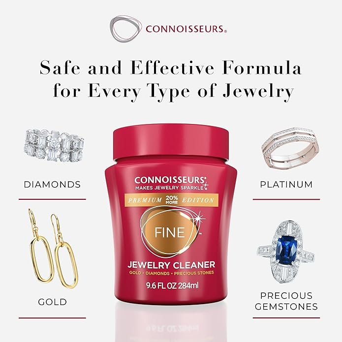 CONNOISSEURS Premium Edition Jewelry Cleaner, Value Size 9.6oz - Pick from Fine, Silver or Delicate Jewelry Cleaner
