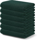 Kitinjoy 100% Cotton Waffle Weave Kitchen Hand Towels (13 X 28 Inches, Blackish Green), 6-Pack Super Soft and Absorbent Dish Towel for Drying Dishes
