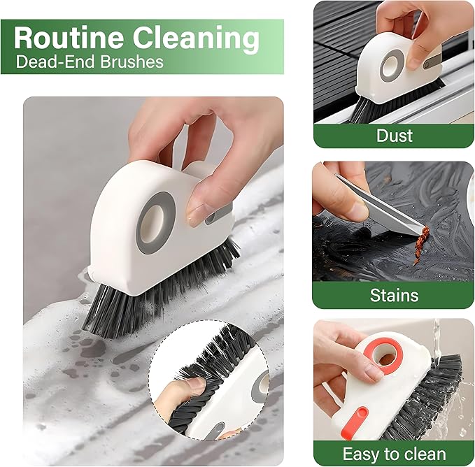 2 in 1 Groove Cleaning Brush with Sprayer, Window Track Cleaning Brush Tools, Sliding Door Track Cleaner, Crevice Cleaning Brush with Hidden Scraperfor Sliding Door Track, 2026 New Hard Bristle