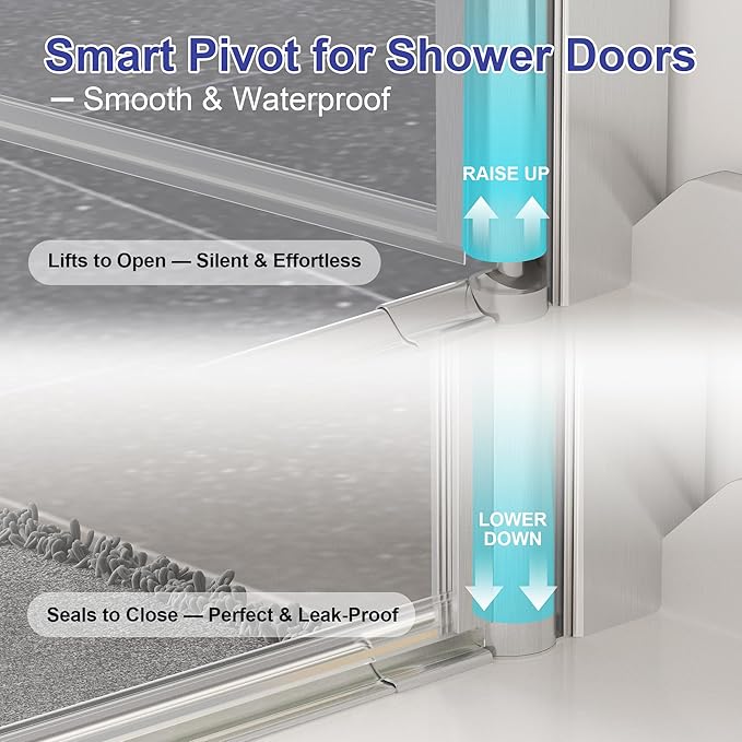 Frameless Pivot Shower Door 28"-30" W x 72" H, Swing Shower Glass Doors with Nano Explosion-Proof Film Tempered Glass 1/4"(6mm) Reversible Installtion, Brushed Nickel Finish