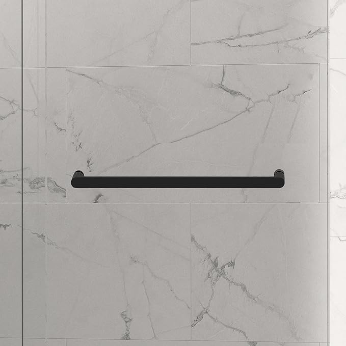 Monaco 56.5-60" W x 78" H 3/8" Twinglide Frameless Shower Door with Tempered Rain Glass (Matte Black)