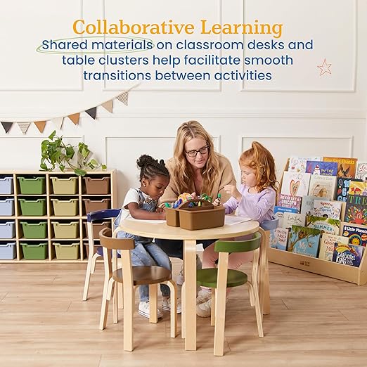 ECR4Kids 3-Compartment Storage Caddy, Storage Organizer, Earthtone, 6-Pack