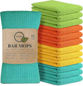 Softolle Bar Mop Towels, Pack of 12-16x19 Inches - 100% Cotton Super Absorbent Towels, Multi-Purpose for Home and Bar Cleaning (Yellow, Orange, Light Green, Aqua)