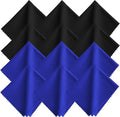 Microfiber Glasses Cleaning Cloth - 12 Pack (6 Black + 6 Blue), 7x6 Inches, Individually Wrapped, Reusable, Lint-Free Bulk Wipes Cloths for Eyeglass, Phone Screen, Cameras Lens & Electronics