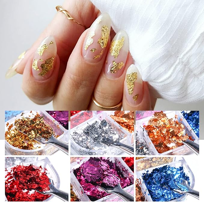Holographic Nail Glitter Foils, 12 Colors Sparkly Ultra-Thin Aluminum Foil Nail Art Flakes Design, Laser Nail Sequins Acrylic Supplies for Women Girls Manicure Charms Decorations, DIY 3D Nail Art Tips