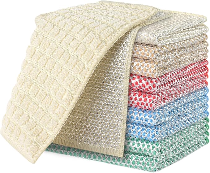 SINLAND Multipurpose Wire Dishwashing Rag Non-Scratch Cleaning Cloths, Double-Sided Mesh Metal Wire，Sinks Counters Stove Tops Easy Rinsing 7.87x7.87Inch 10 Pack