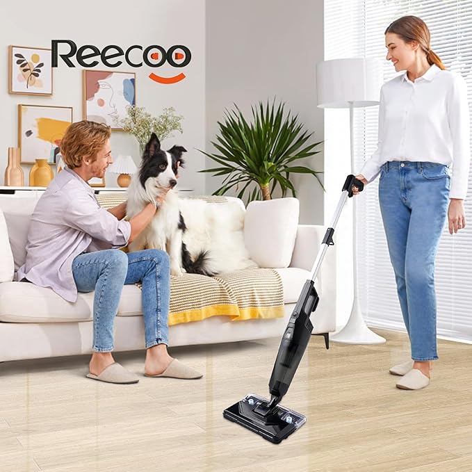 Lightweight Vacuum Cleaners for Home, Unique Vacuum and Mop Combo - 3 Dust Filters/Microfiber Pads, Corded Stick Vacuums & Electric Brooms - 600W 25Kpa Suction for Kitchen, Bedroom, Living Room