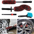 4 Pack Car Wheel and Tire Cleaner Brushes Kit Auto Motorcycle Rim Hub Ultra Soft Microfiber No Spatter Bendable Woolies Bristle Cleaning Set
