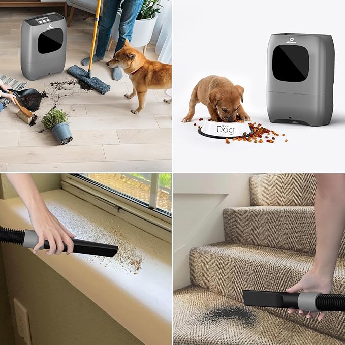 AIRTHEREAL T1 Touchless Vacuum Automatic Dustpan with 2 Operation Modes - Ultra Fast & Powerful Corded Canister Vacuum for Sweeping Salon, Pet Hair, Food, Dirt, Kitchen, 20Kpa 1500 Watt Max Suction
