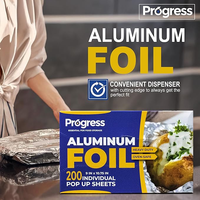 Pop-Up Aluminum Foil Wrap Sheets 9 x 10 3/4 Silver 200 per Box - Non-stick Heavy Duty aluminum foil sheets for Restaurants, Delis & Catering (9" x 10 3/4", 200)