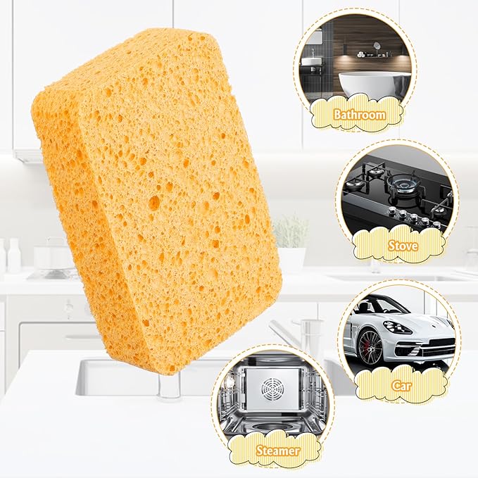Large Sponge Non-Scratch, Super Absorbent Heavy Duty Large Sponges for Cleaning, Car Wash Sponge for Home/Kitchen/Boat Bail & Car Washing (5.71x3.54x1.38 Inch)