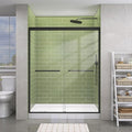 GETPRO Sliding Shower Door 50-54 in. W x 72 in. H Semi-Frameless Bypasss Double Sliding Glass Shower Enclosure,1/4 inch Clear Tempered Glass Door for Walk-in Shower Matte Black