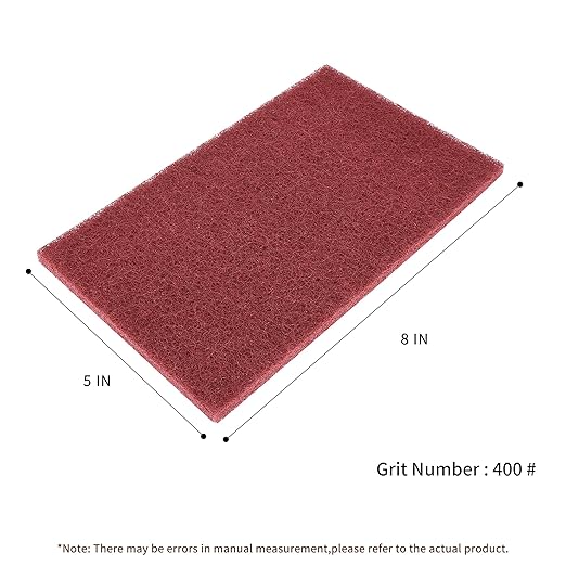 Red Scuff Pads - 10Pcs Scouring Pad - Very Fine Grade Hand Pads, Paint Primer Prep Adhesion Scratch, 7447 General Purpose Sanding Pad 200 x 125mm/8" x 5"