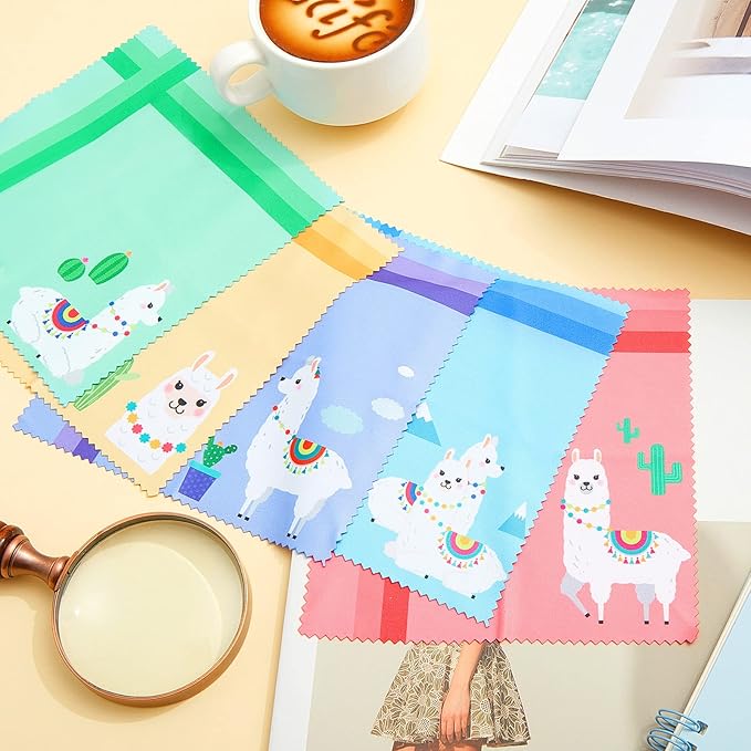 Weewooday 18 Pieces Glasses Cleaning Cloth Cute Flower Spring Floral Design Microfiber Cleaning Cloth Llama Eye Glasses Lens Cleaner Cloth Glasses Reusable Cloth Wipes for Phone (Llama)