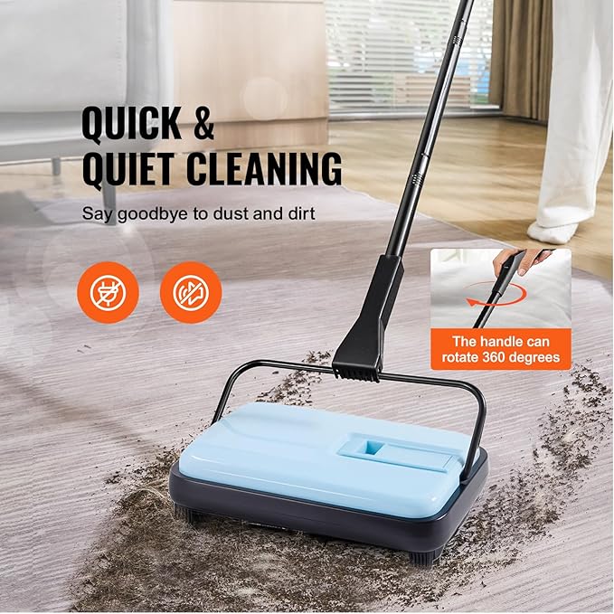 Happybuy Blue Manual Carpet Sweeper: A Compact Cleaning Powerhouse. Boasting a 300 - ml dustbin and a 6.7 - inch Cleaning Width, This Sweeper is Your go - to Solution for Keeping Home