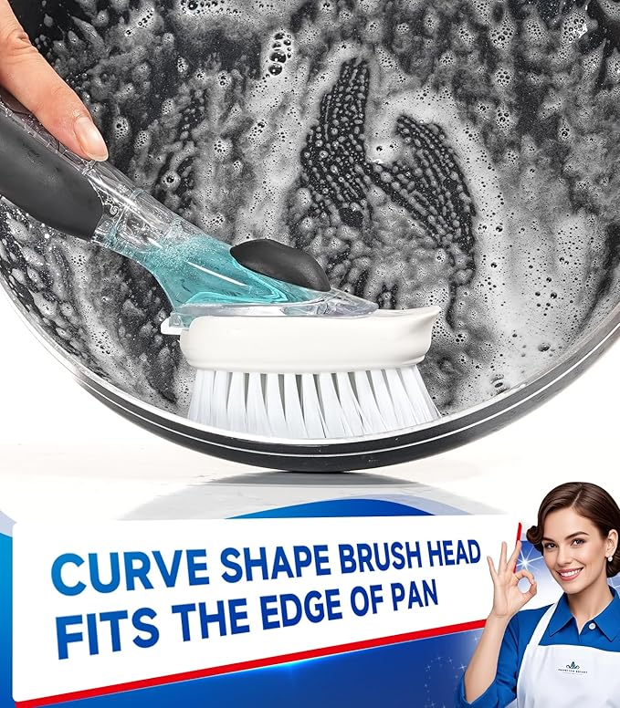 Dish Brush Refills Head for OXO - 4 Pack Dish Brush Cleaning Soap Dispensing Head Replacement for Scrubber, Kitchen Dish Brush Replacement Head for OXO Dish Brush Refill Head