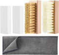 Enhon 5 Piece Suede and Nubuck Cleaning Kit with Brass & Nylon Brushes, 2 Suede Eraser, Microfiber Towel for Shoes, Boots, Bags, Jackets Long Lasting Care Solution