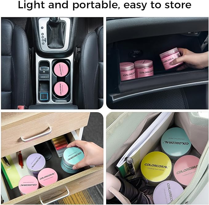 COLORCORAL Cleaning Gel 2Pack for Office Products Cleaning,Keyboard Cleaner Dust Clean Gel for Car Interior Cleaning,Car Putty Reusable Slime goo for Vehicle Vents,Laptop(Navy Blue, Rosed Red)