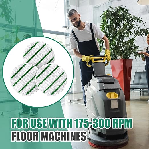 Tioncy 10 Pcs 17 Inches Synthetic Carpet Bonnet Scrubber Brush Carpet Bonnets Pads Commercial Grade Rug Scrubber Abrasion and Absorbency with Cleaning Strips