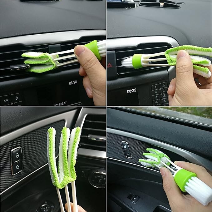 11 Pieces Auto Detailing Brush Set for Cleaning Interior, Exterior, Leather, Including 6 pcs Car Detailing Brushes, 3 pcs Wire Brush and 2 pcs Automotive Air Conditioner Brush