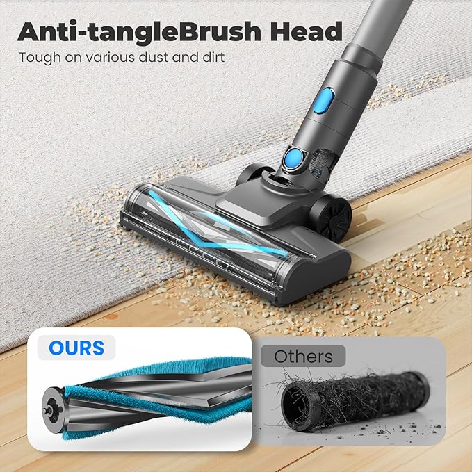 Vazone Cordless Stick Vacuum Cleaner with Self-Standing, 8-in-1 Vacuum Cleaners for Home, Lightweight Powerful Vacuum with LED Screen, Rechargeable Vacuum for Carpet, Pet Hair, Hardwood Floors