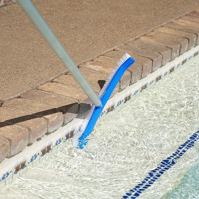 SWIMLINE HYDROTOOLS Pool Brush Head for Inground & Above Ground Pools | EZ Clip Compatible, Wall & Floor Cleaning | 18-Inch Deluxe Molded Frame with Nylon Bristles