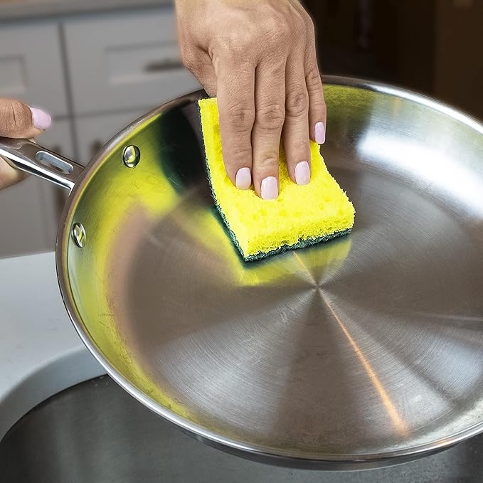 Amazon Basics Heavy Duty Sponges, Yellow/Green, 12-Pack (2 Packs of 6), Packaging May Vary
