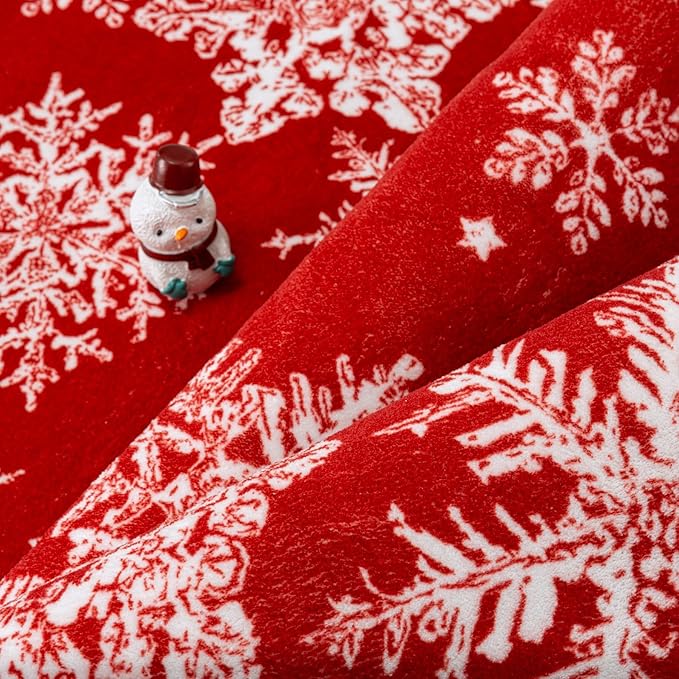 Red Area Rug 4x6 Christmas Office Carpet Snowflake Washable Doormat Xmas Holiday Decor Non Slip Indoor Kitchen Accent Rug Decorative for Entryway Dining Room