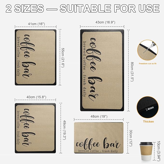 Dish Drying Mats for Kitchen Counter, Waterproof Coffee Mat for Countertop, Under Sink Mats, Coffee Bar Mat Accessories