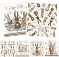 Easter Swedish Dishcloths for Kitchen, 6 Pack Rustic Bunny Reusable Dish Paper Hand Towels Housewarming Gifts, Rabbits Absorbent Dish Rags for Home Cooking Cleaning