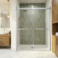 Sliding Shower Door, 44-48" W x 76" H Semi-Frameless Double Sliding Glass Shower Door with 5/16'' (8mm) Clear ASNI SGCC Tempered Glass, Bypass Shower Enclosure, Brushed Silver