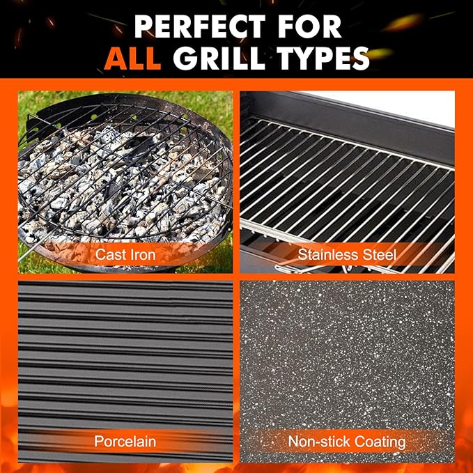 Sponge Grill Brush for Outdoor Grill, Upgraded Safe Bristle Free Grill Brush with Scraper Replaceable Head, BBQ Cleaning Brush for Dad, 1+2 Pcs
