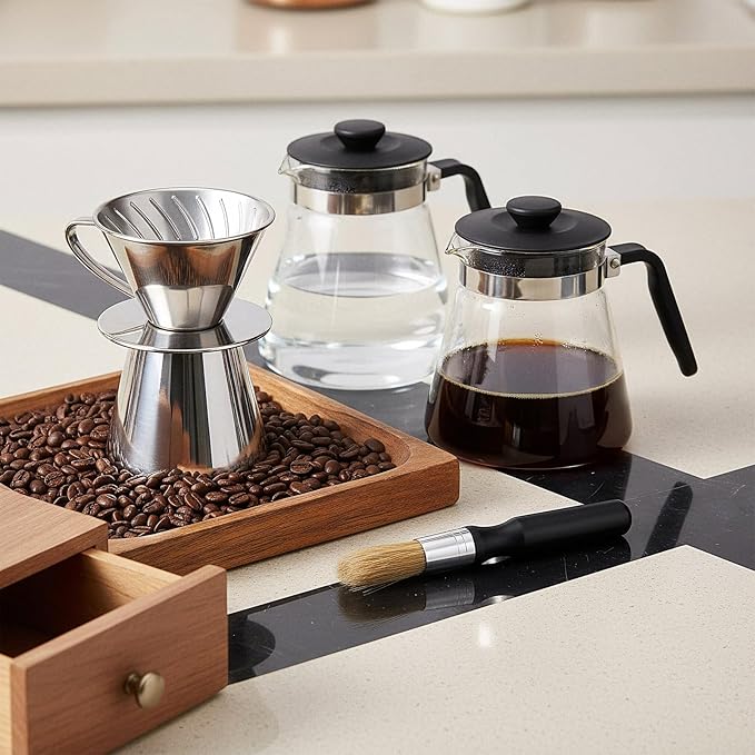 2 PCS Coffee Grinder Cleaning Brush, Natural Wooden Handle and Bristles Espresso Machine Cleaner Tool Coffee Bar Accessories Coffee Brush