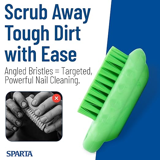 SPARTA Nail Scrub Brush Commercial-Grade, Heavy-Duty Hand and Fingernail Brush with Stiff Bristles for Gardeners, Mechanics, And Foodservice Personnel, Plastic, 5 Inches, Lime