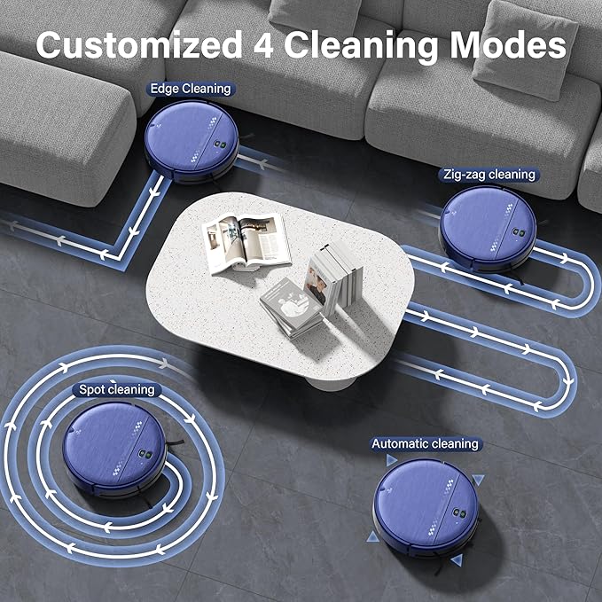 Robot Vacuum and Mop Combo, 2 in 1 Robotic Vacuum Cleaner for Pet Hair, Low Profile Automatic Vacuum Cleaner for Hard Floor and Carpet with App/Voice/Remote Control, Anti-Fall/Anti-Bump, Auto Recharge
