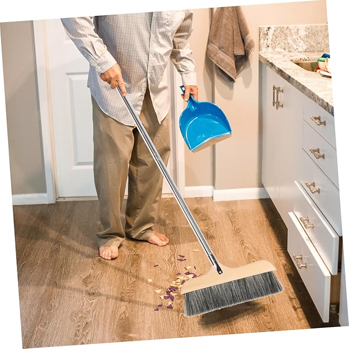 Soft Bristle Broom Indoor Sweeping Brooms for House Black Wood Handle Static-Free Design