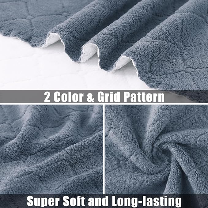 Mordimy 18 Pack Kitchen Cloths Dish Towels (10" x 10", Dark Grey & White), Super Soft and Absorbent Dish Cloths, Coral Velvet Microfiber Cleaning Cloth, Nonstick Oil Fast Dry Dishcloths