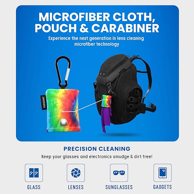 Microfiber Cloth & Glasses Wipes (1 Pack) Lens & Glasses Cleaning Cloth - Eyeglass Cleaner - Camera Lenses & Gadget Delicate Screens - Tie Dye