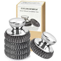 5PCS Stainless Steel Scrubber Pads, Steel Wool Scrubber Set with 2Pcs Handle, Stainless Scrubber for Cleaning Kitchen and Household, Dishes, Stoves, Grill, Wash Sink, Pots