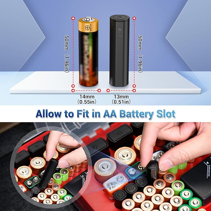 (2 Pack)LR41 Battery Holder,AA Size Coin Cell Battery Case for 20x LR41/AG3/SR41/192/384/RW87/SR41W/GP192/312 Hearing Aid Batteries,LR41 Button Storage,Allow to fit in AA Battery Slot