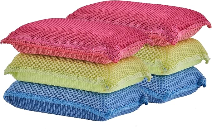 Microfiber Sponges for Dishes Kitchen Sponges Non-Scratch Sponge Dish Scrubber Heavy Duty Household Cleaning Sponges Multi-Purpose Cleaning Supplies Dish Sponge Kitchen Sponges Pack of 6