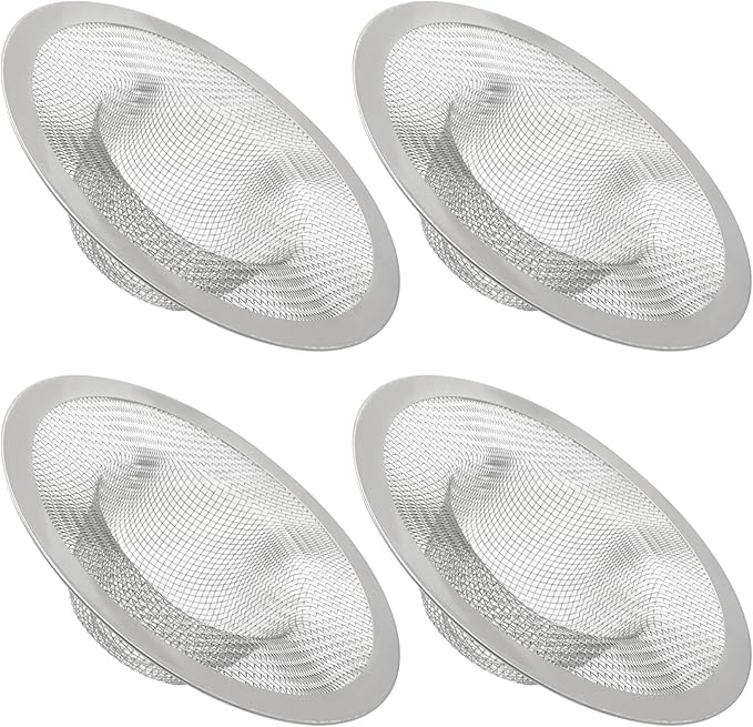4 Pack Heavy Duty Stainless Steel Kitchen Sink Strainer, 4.41" Top / 2.44" Mesh Slop Basket Filter Trap, Utility Drain Hole for Kitchen Sink/Bathroom Bathtub Wash basin Floor drain Balcony