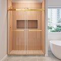 68-73" W x 76" H Frameless Shower Door, Double Sliding Glass Shower Door with 3/8" (10mm) SGCC Tempered Glass, Dual 304 Stainless Towel Bars Bathroom Shower Glass Door (Brushed Gold)