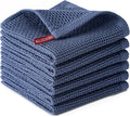 BOOMIBOO 6-Pack Kitchen Dish Cloths, 100% Cotton Waffle Weave, Ultra Soft Absorbent, Quick Drying Dish Towels, 12x12 Inches,Navy Blue