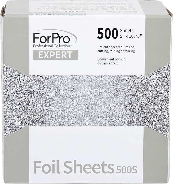 ForPro Professional Collection Expert Embossed Foil Sheets 500S, Aluminum Foil, Pop-Up Foil Dispenser, Hair Foils for Color Application and Highlighting Services, Food Safe, 5"W x 10.75"L, 500-Count