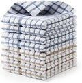 Egles 8 Packs Kitchen Dishcloths, 100% Cotton Grid Terry Dish Cloths 12" x 12" Ultra Soft Super Absorbent Dishrag Reusable Dishcloth, Multi-Purpose Quick Drying Hand Dish Towel Set with Hanging Loop