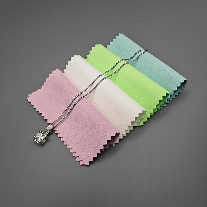 50pcs Jewelry Cleaning & Polishing Cloth for Silver,Gold,Platinum,Easy to Carry,Wipe and Care.Pre-Treated Ultrasoft Fabric with Tarnish Remover Jewelry Cleaner(3x3 White)