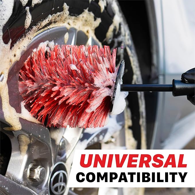 Maxshine Wheel & Rim Brush 10” – Large Soft Bristle PP Material with Comfort Grip & Knuckle Guard – Scratch-Free Wheel Cleaning Brush – Universal Car Detailing Tool for Rims & Tires